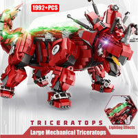 Thumbnail for Building Blocks Jurassic Dinosaur MOC Mechanical Triceratops Bricks Toy - 2