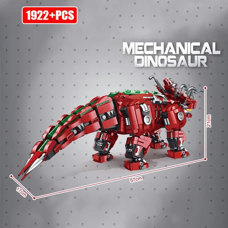 Building Blocks Jurassic Dinosaur MOC Mechanical Triceratops Bricks Toy - 4