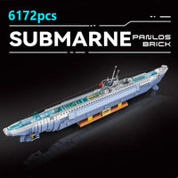 Thumbnail for Building Blocks Military WW2 MOC German Navy VIIC U - 552 Submarine Bricks Toy - 1