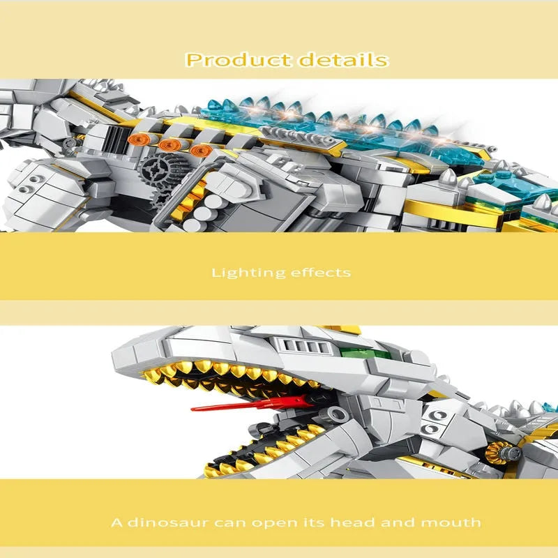 Building Blocks MOC Jurassic Dinosaur Mechanical Allosaurus Bricks Toy - 4