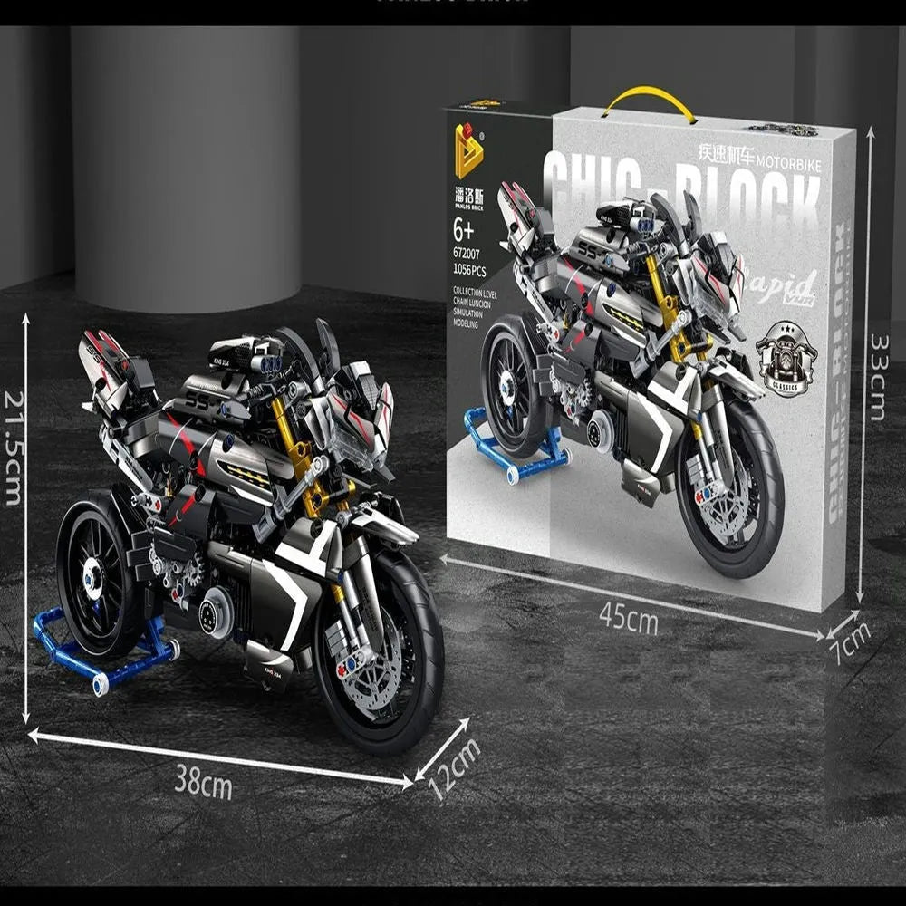 Building Blocks Tech MOC Suzuki B - King Racing Motorcycle Bricks Toy - 6