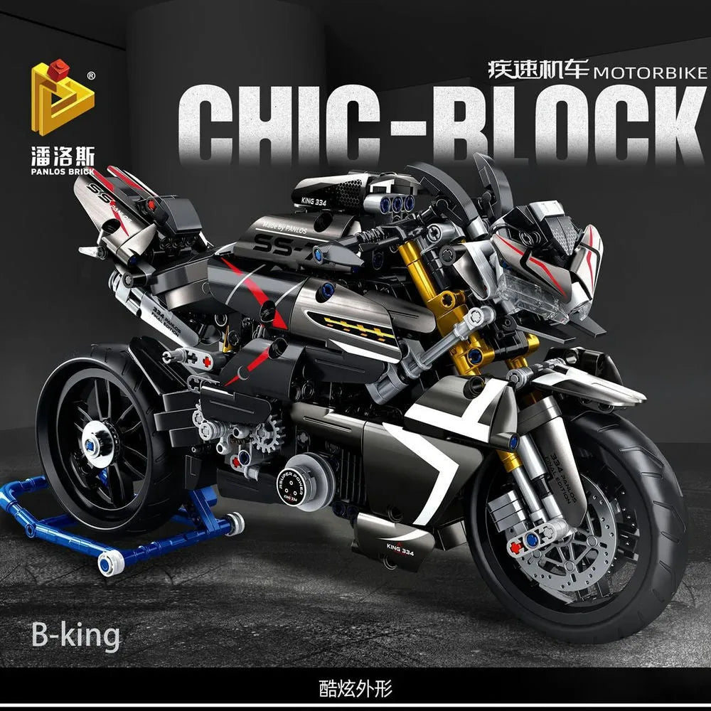 Building Blocks Tech MOC Suzuki B - King Racing Motorcycle Bricks Toy - 2