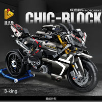 Thumbnail for Building Blocks Tech MOC Suzuki B - King Racing Motorcycle Bricks Toy - 2