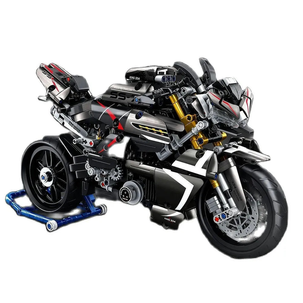 Building Blocks Tech MOC Suzuki B - King Racing Motorcycle Bricks Toy - 1