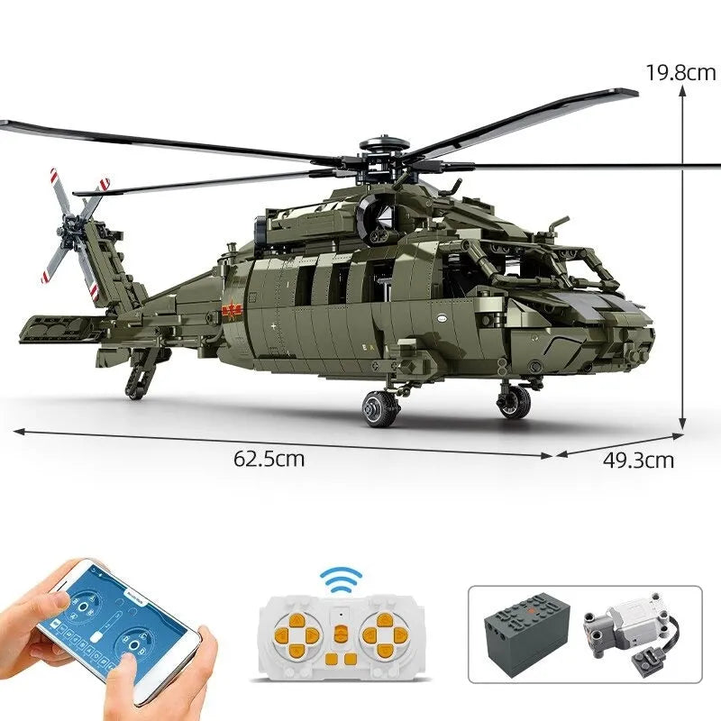 MOC RC Military Z 20 Attack Helicopter Building Blocks