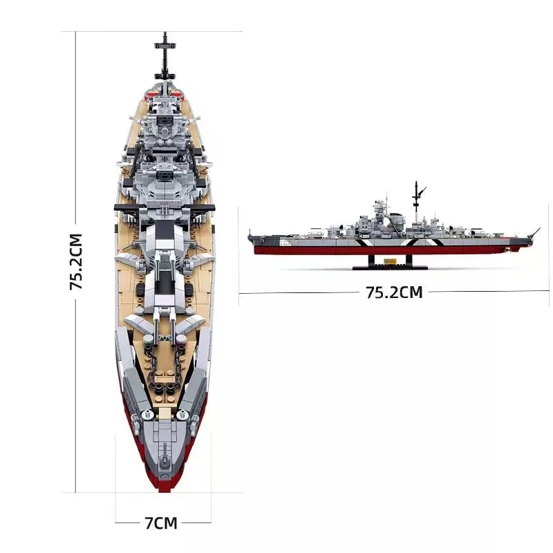 Building Blocks Military WW2 Navy KMS Bismarck Battleship Bricks Toy - 3
