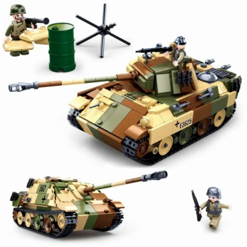 SLUBAN World War II North Africa Military Pazer Tank Model Kit Classic MOC  Brick Block Army With WW2 Army Figures Boys Toy H0917 From Sihuai04, $28.49