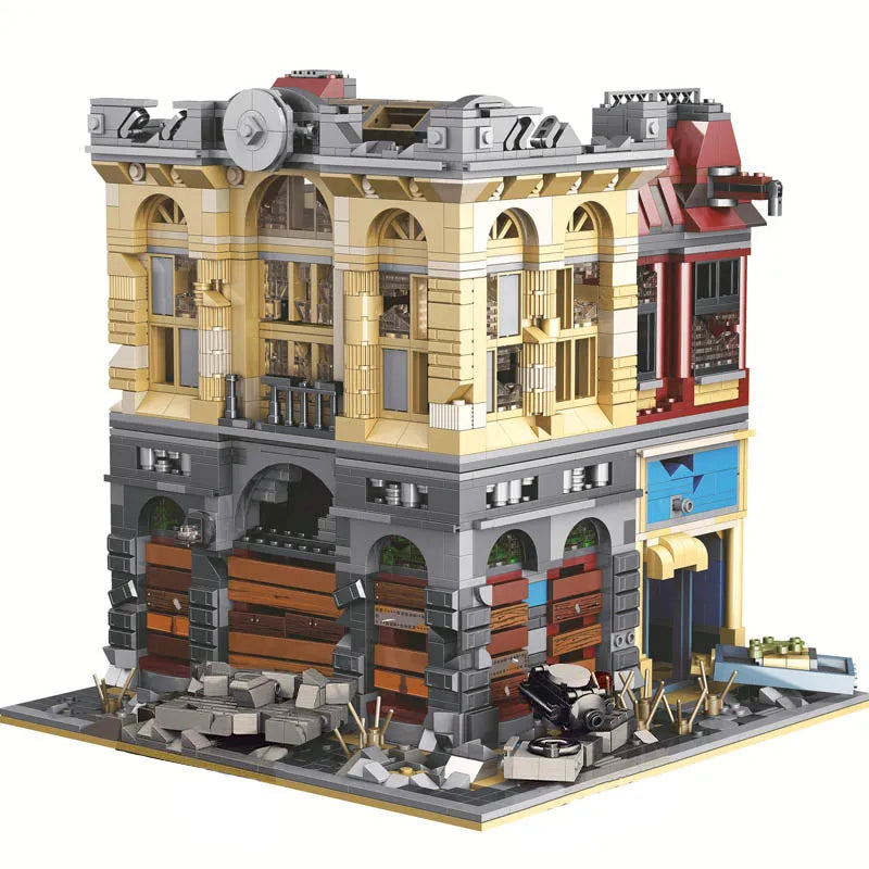 Moc K126 Experts Ruin City Bank Apocalypse Bricks Toys