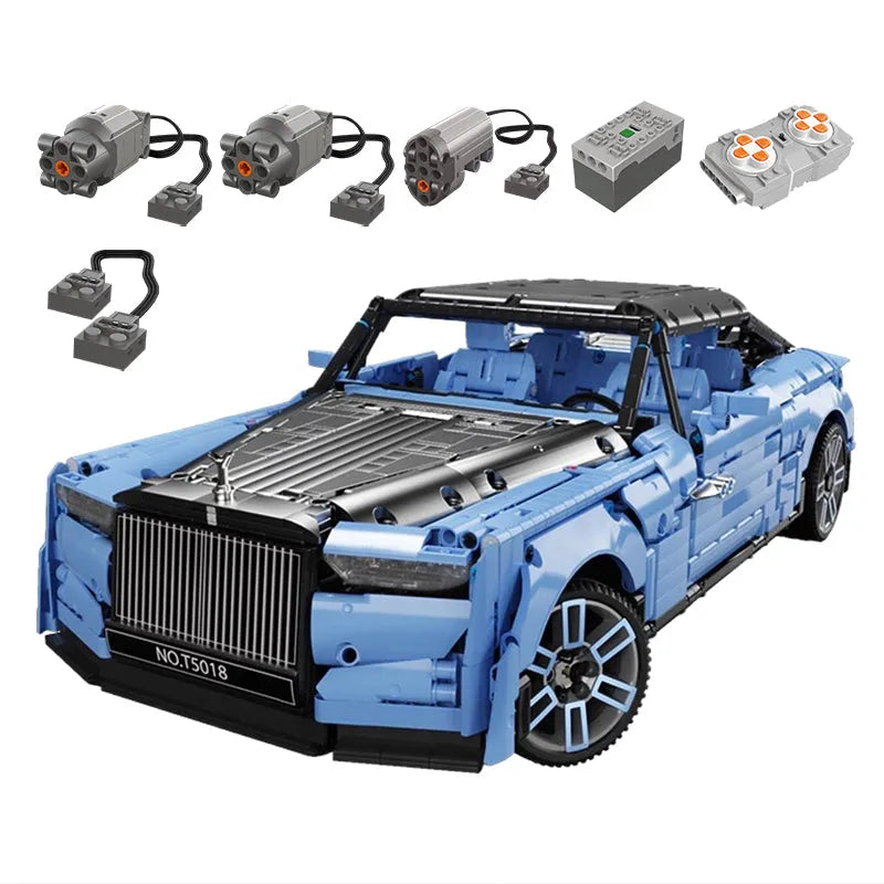 Moc Motorized RC RR Boat Tail Classic Luxury Car Bricks Toy