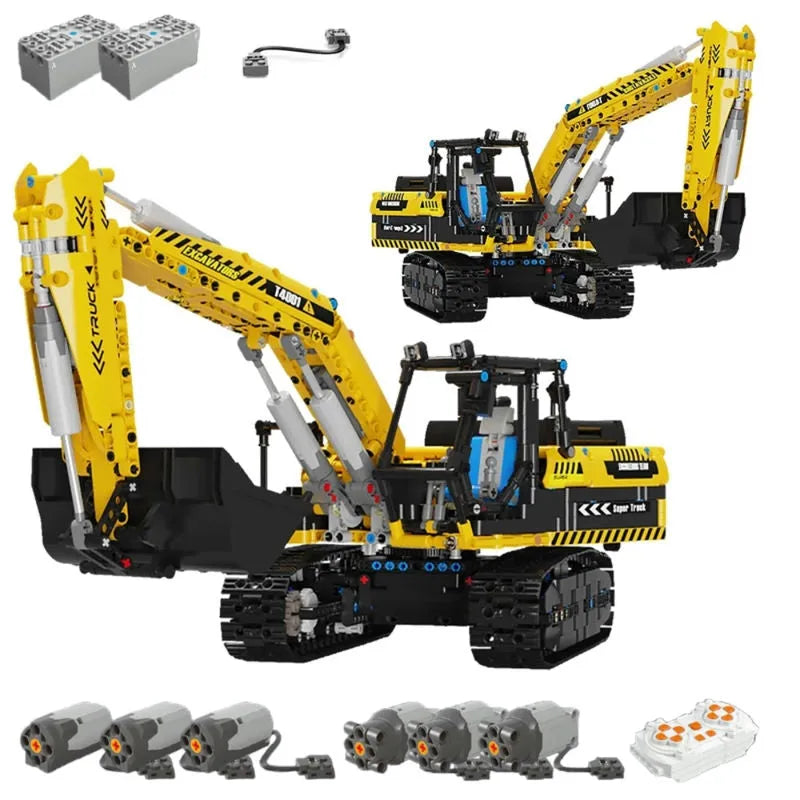 Tech MOC RC Motorized Excavator Truck Building Blocks