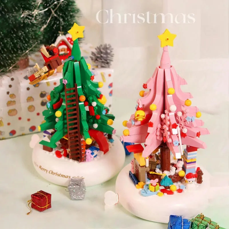 Building Blocks Creative MOC Ideas Light Christmas Tree Music Box Bricks Toys - 2