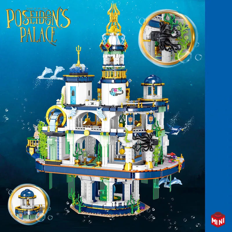Building Blocks Creative MOC Poseidon Palace Underwater City MINI Bricks Toy - 2