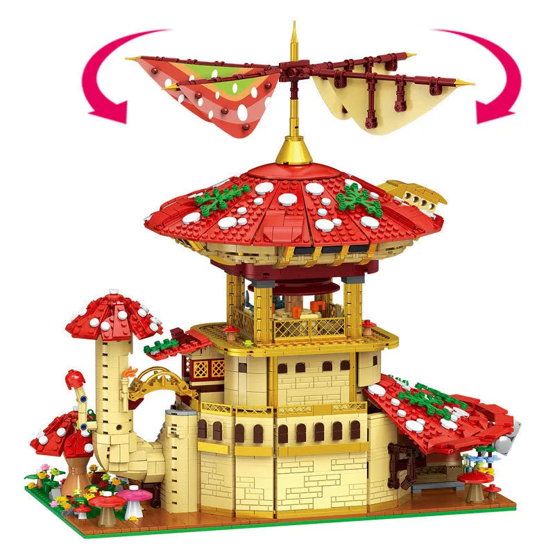 Building Blocks Creator MOC Glossy Ganoderma Mushroom Hotel MINI Bricks Toy - 2