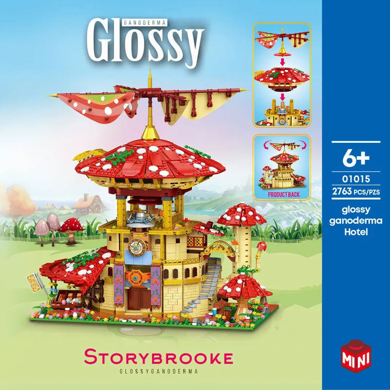 Building Blocks Creator MOC Glossy Ganoderma Mushroom Hotel MINI Bricks Toy - 4
