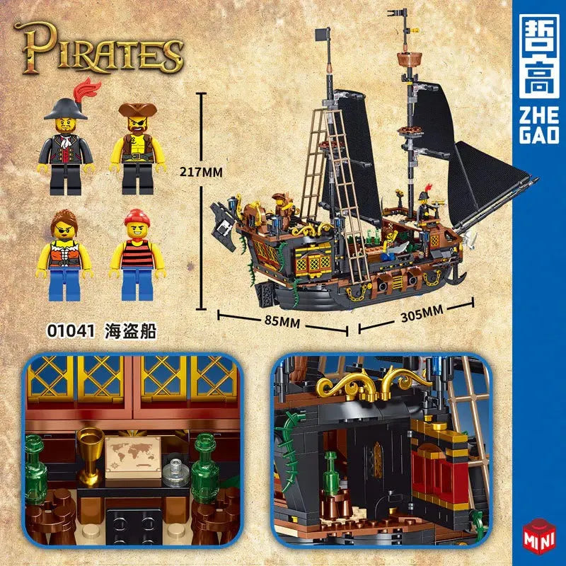 Building Blocks Creator MOC Ideas Pirate Ship MINI Bricks Toys 01041 - 3