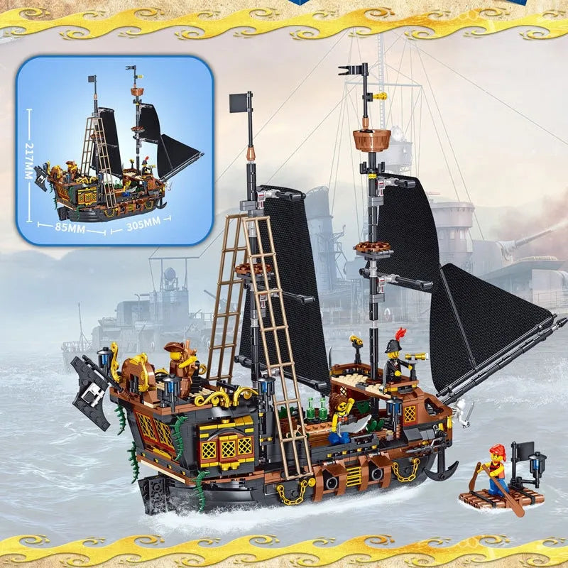 Building Blocks Creator MOC Ideas Pirate Ship MINI Bricks Toys 01041 - 6