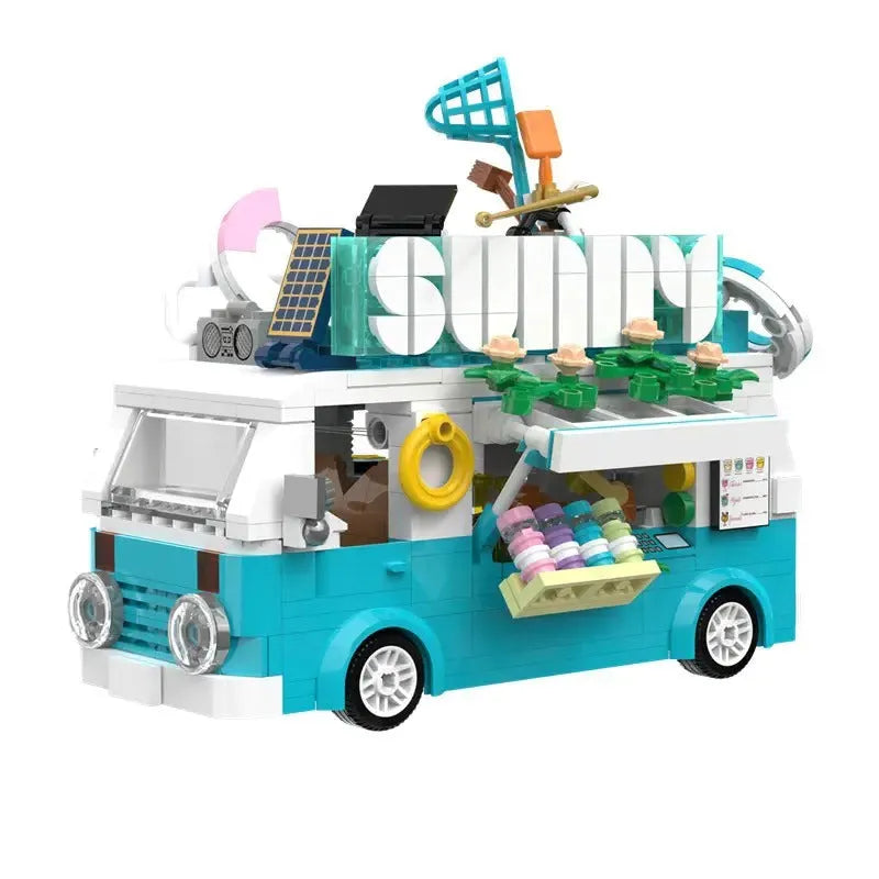 Building Blocks MOC 00415 City Summer Beach Ice Cream Truck MINI Bricks Toy - 4