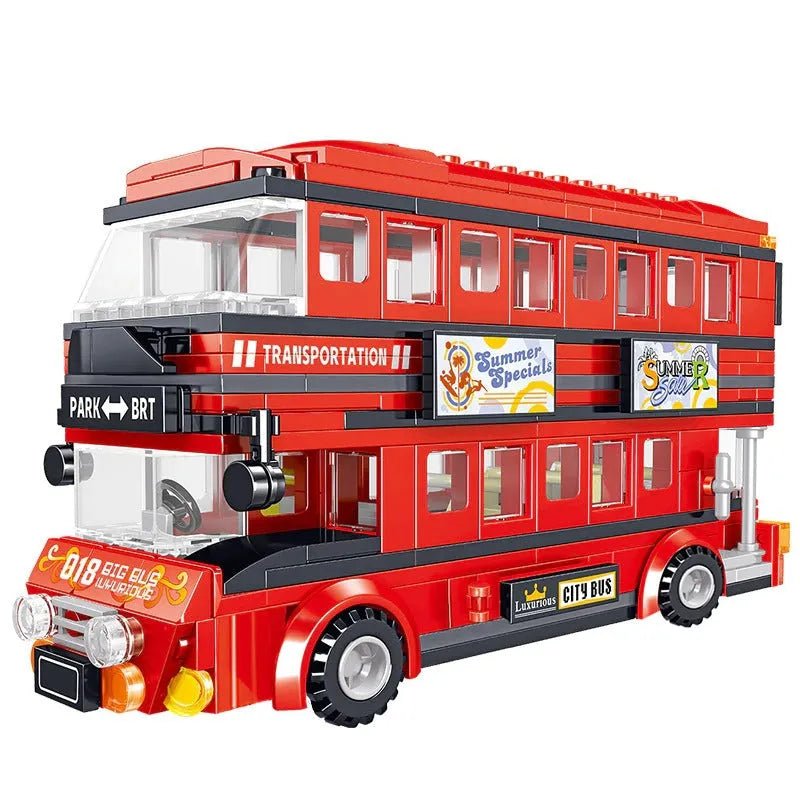 MOC BRT Double Deck City Tour Bus Building Blocks