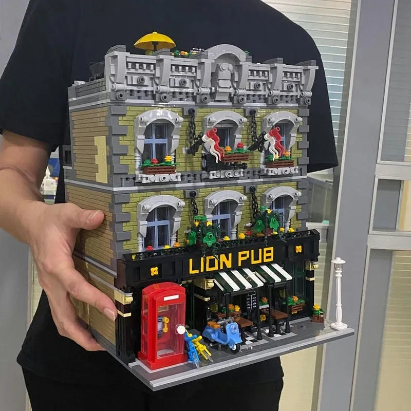 Building Blocks Expert MOC 89107 Lion Pub Club Bricks House Kids Toys - 9