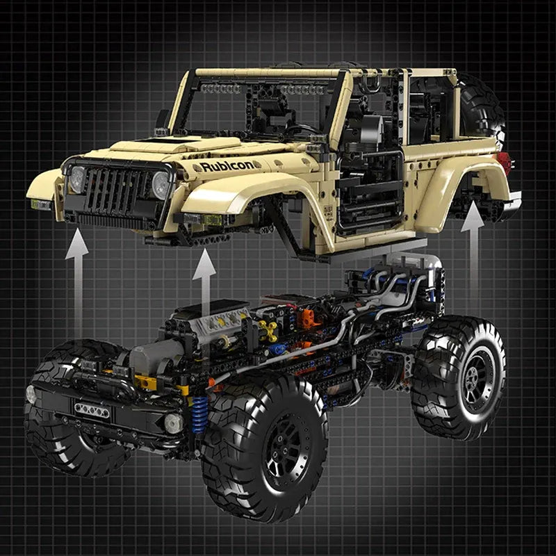 Building Blocks Tech MOC RC Jeep Wrangler SUV Car Bricks Toy - 12
