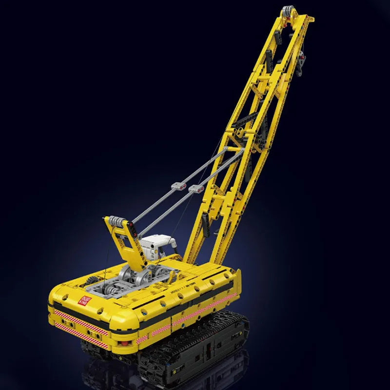 Building Blocks Tech MOC Motorized Yellow Crawler Crane Bricks Toy - 3