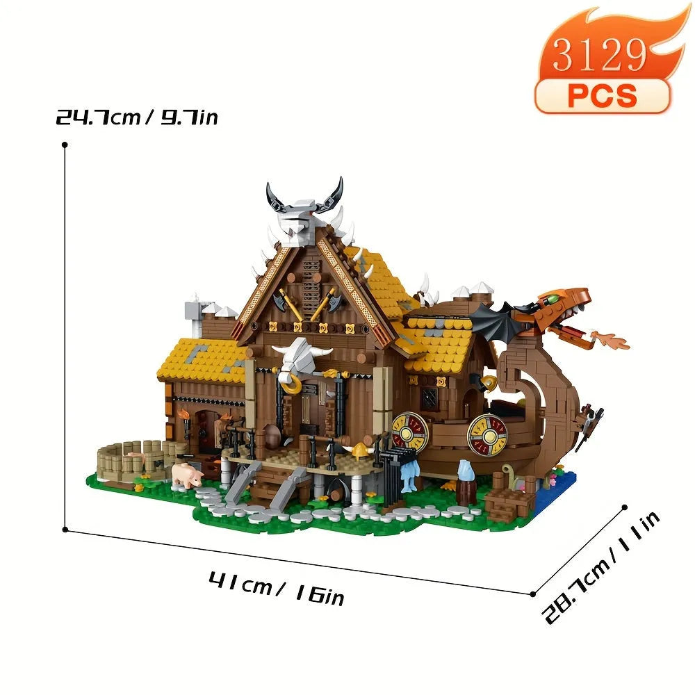 Building Blocks Creator Expert MOC The Vikings House Bricks Toy Construction Set Toys - 2