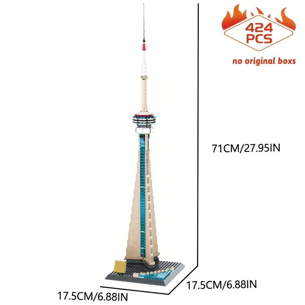 Building Blocks MOC Architecture Canada Toronto TV Tower Bricks Toy Construction Set Toys - 7