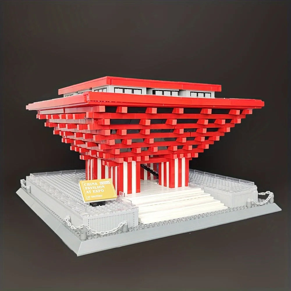Building Blocks Architecture Famous China Pavilion At Expo Bricks Toy 7210 - 18