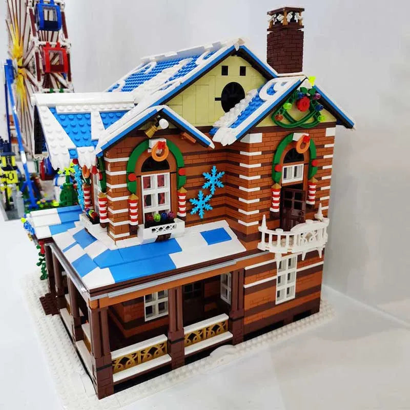 Building Blocks Creator Expert MOC City Christmas House Bricks Toy - 4