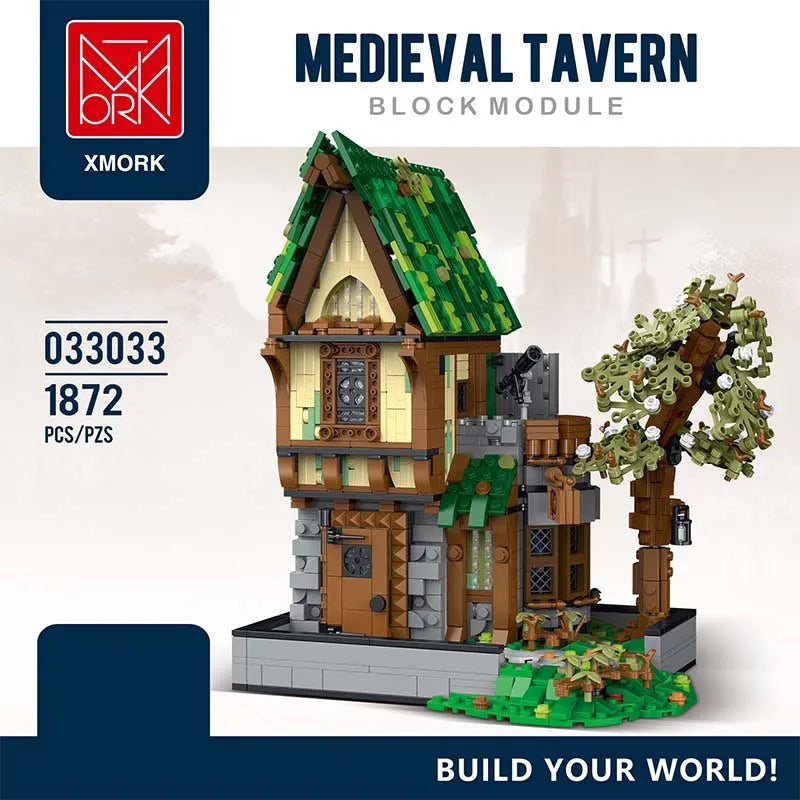 Building Blocks Creator Expert MOC Medieval Tavern Bricks Toy - 2