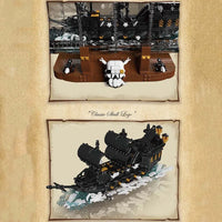 Thumbnail for Building Blocks Art MOC Black Pearl Drifting Bottle Ship Bricks Toy - 8