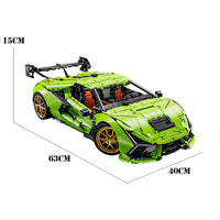 Thumbnail for Building Blocks Tech MOC Lambo Aventador SVJ Supercar Bricks Toy Construction Set Toys - 8