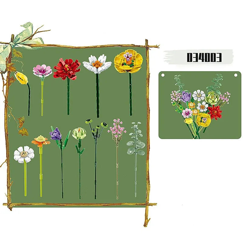 Building Blocks MOC Ideas Creator Expert Flowers Bouquet Bricks Toy Construction Set Toys - 4