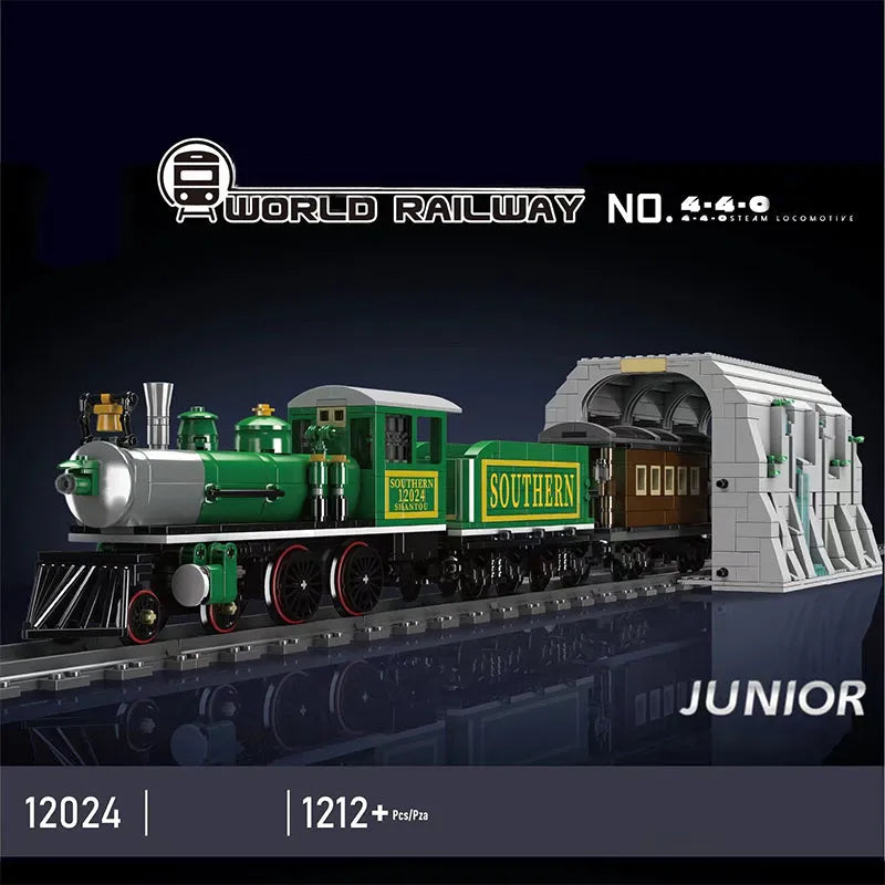 Building Blocks Tech RC 4-4-0 Steam Locomotive RC Train Bricks Toy Construction Set Toys - 2