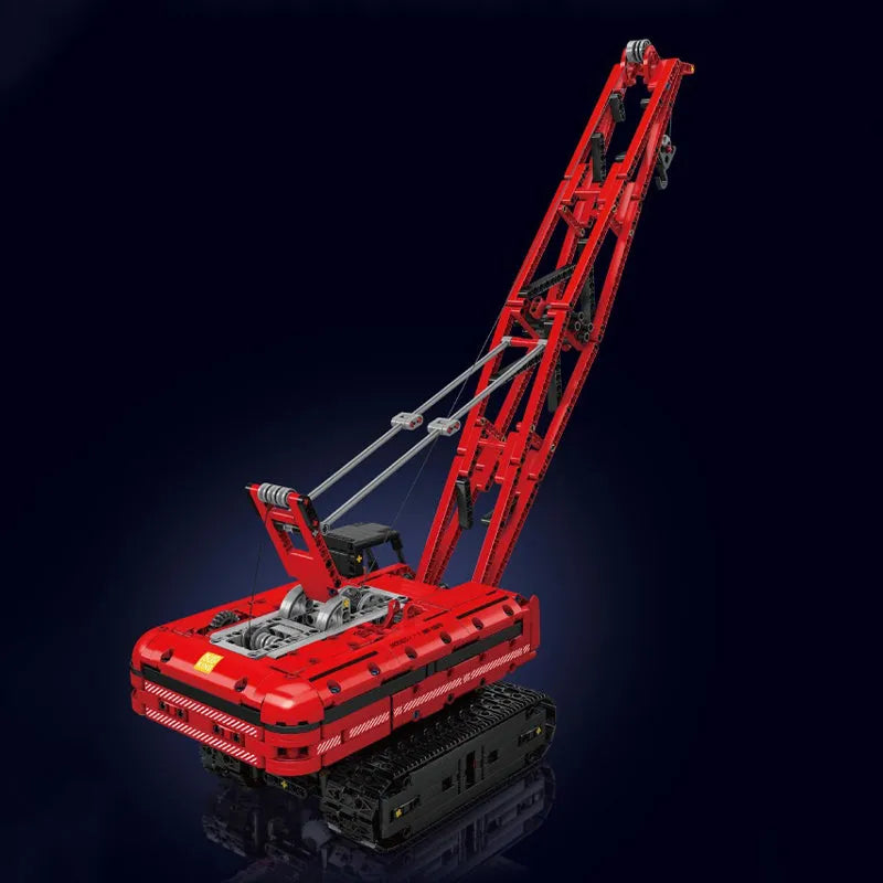 Building Blocks Tech MOC Motorized Red Crawler Crane Bricks Toy - 4