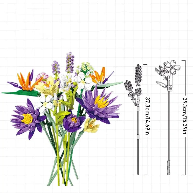 Building Blocks Creator Expert Ideas Tropical Flower Bouquet Bricks Toy Construction Set Toys - 3