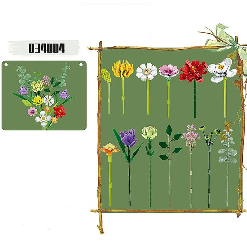 Building Blocks Creator Expert Ideas Flower Bouquet Bricks Toy Construction Set Toys - 3