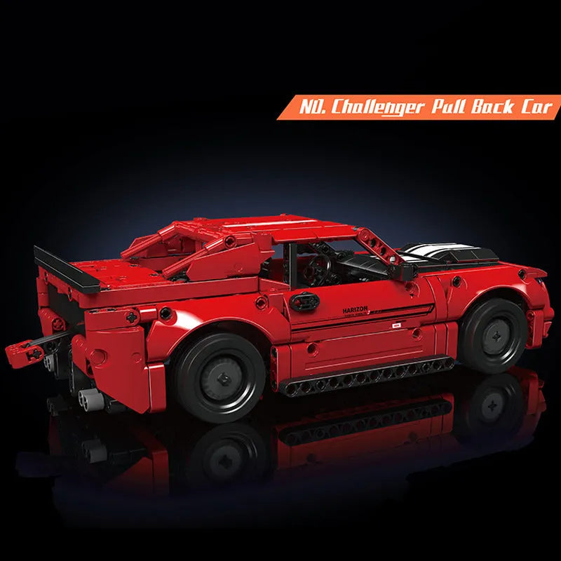 Building Blocks Tech Challenger Pull Back Sports Car Bricks Toy Construction Set Toys - 4