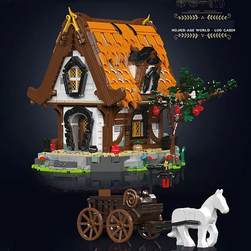 Building Blocks Creator Ideas MOC Medieval City Log Cabin Bricks Toy Construction Set Toys - 2