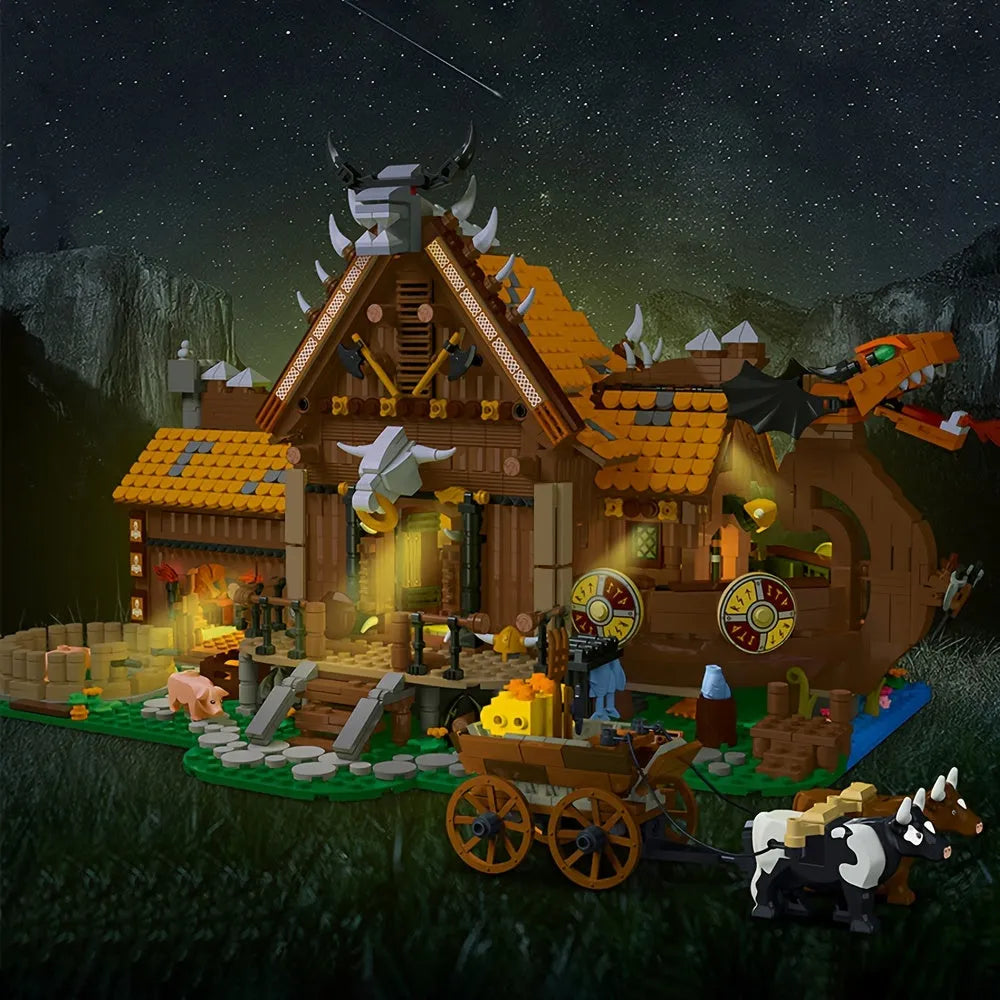 Building Blocks Creator Expert MOC The Vikings House Bricks Toy Construction Set Toys - 3