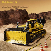 Thumbnail for Building Blocks Tech MOC Liebherr PR766 Bulldozer Bricks Toy - 6