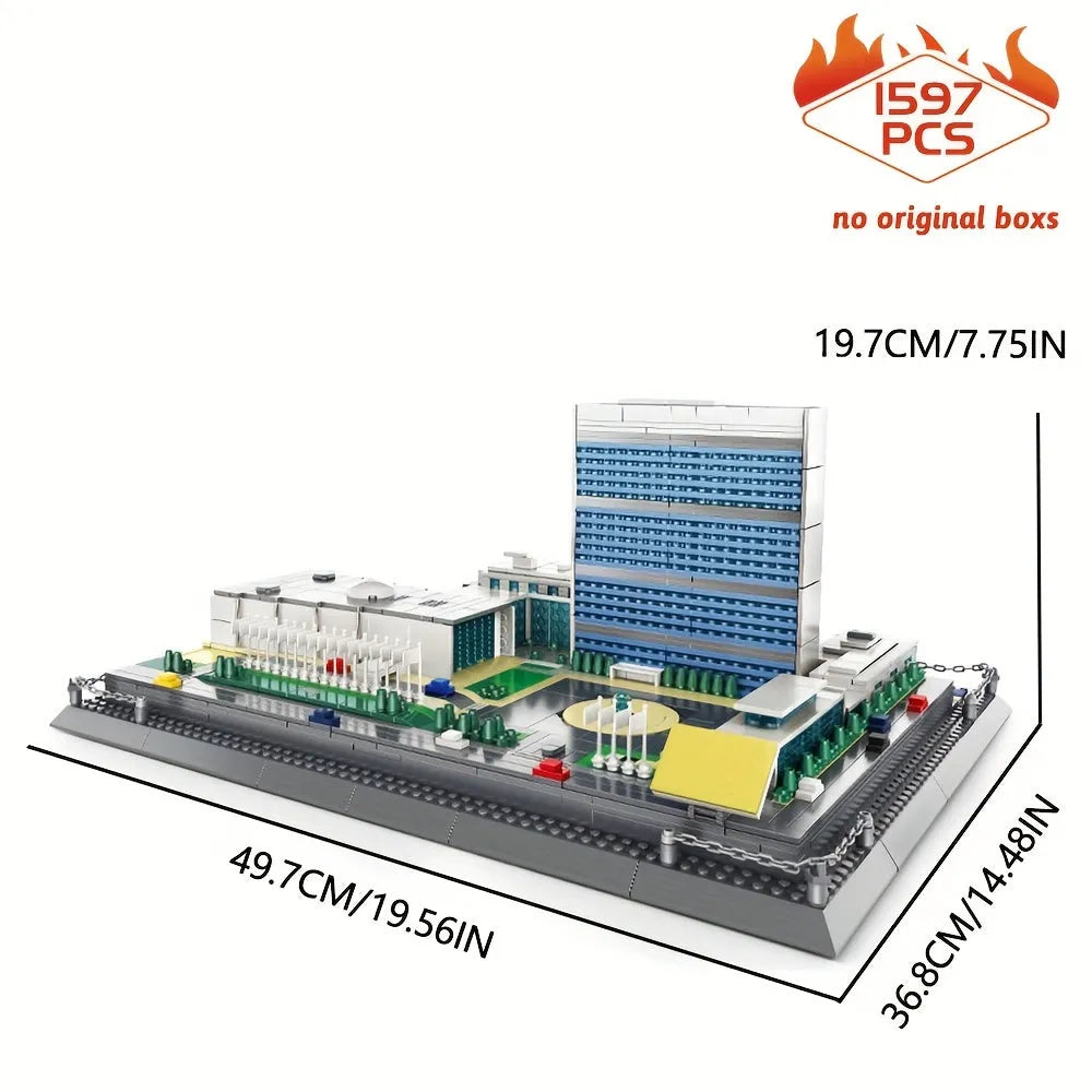 Building Blocks MOC Architecture NY United Nations HQ Bricks Kids Toys Construction Set Toys - 3