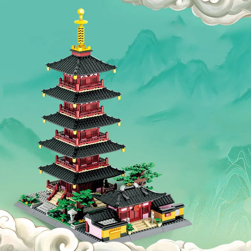 Building Blocks Creator Expert MOC China Hanshan Temple Bricks Toy - 3