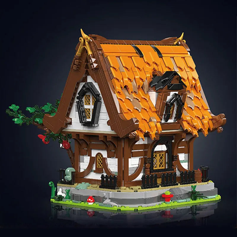Building Blocks Creator Ideas MOC Medieval City Log Cabin Bricks Toy Construction Set Toys - 4