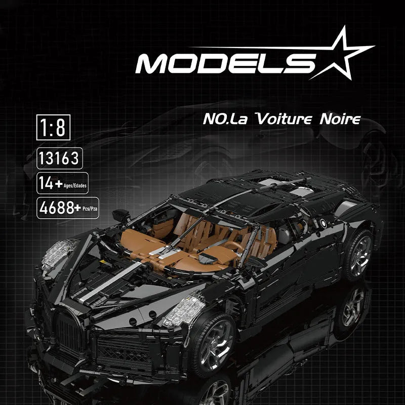 Building Blocks MOC Motorized Bugatti La Voiture Noire Racing Car Bricks Toy - 2