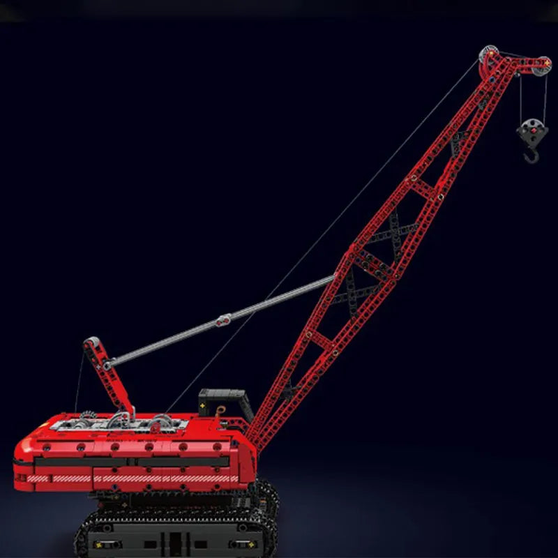 Building Blocks Tech MOC Motorized Red Crawler Crane Bricks Toy - 3