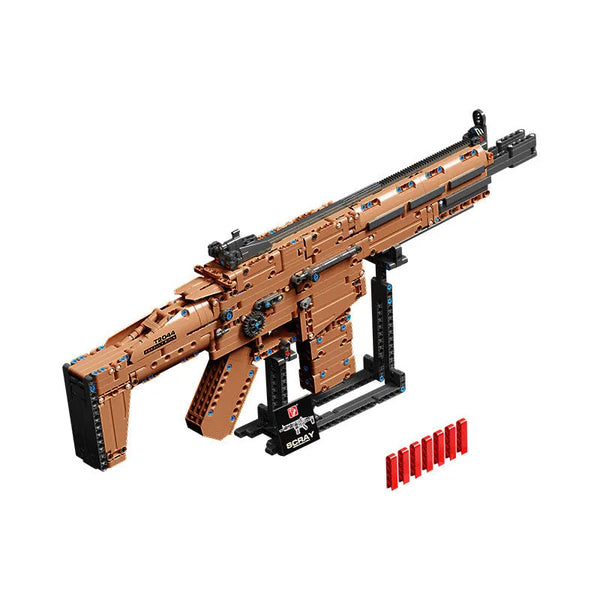 1406+Pcs Gun Building Block Kit - Motorized FN Scar 17S Assault Rifle With Shooting Function