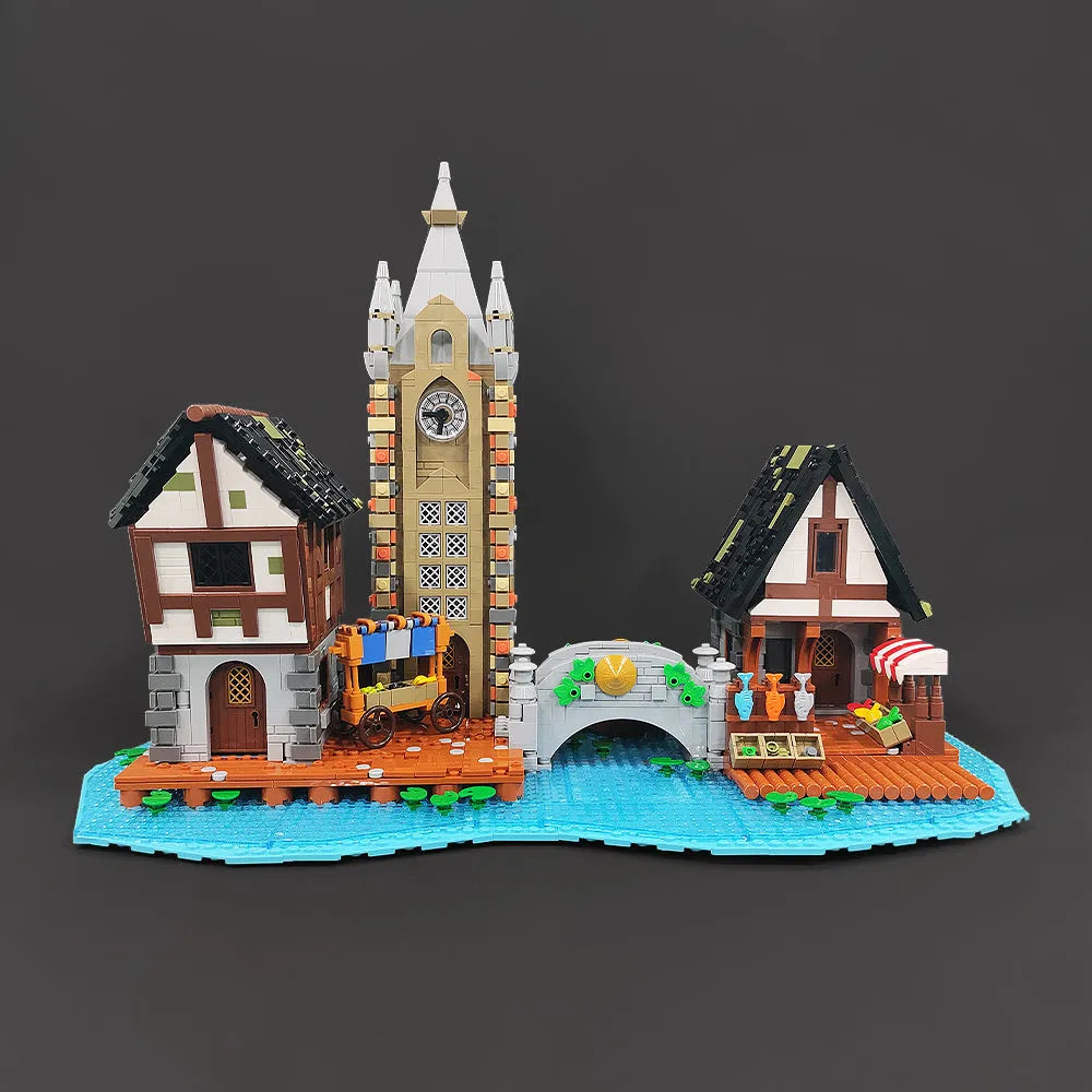 Building Blocks Creator Expert MOC Medieval Town Market Bricks Toys Construction Set Toys - 3
