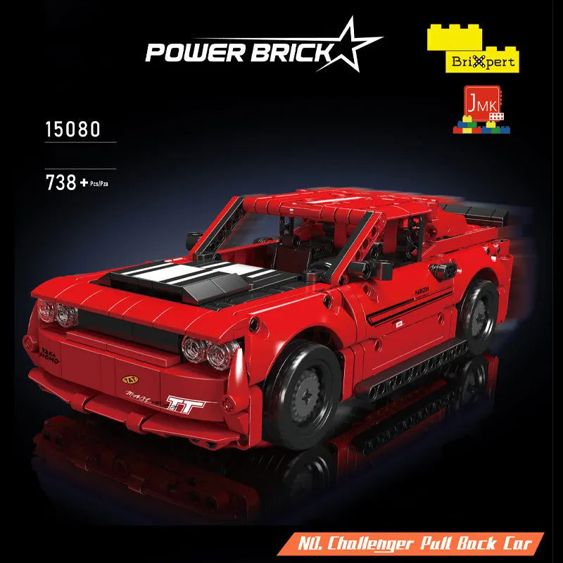 Building Blocks Tech Challenger Pull Back Sports Car Bricks Toy - 2