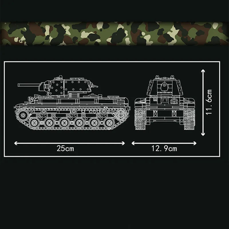 Building Blocks Military Motorized KV-1 Heavy Tank Bricks Toy Construction Set Toys - 6